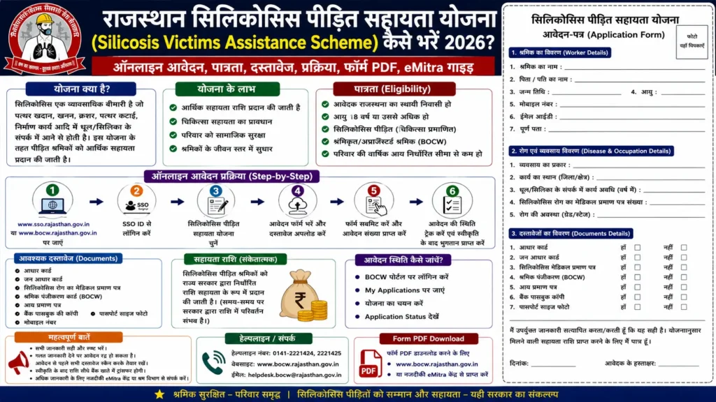 Rajasthan सिलिकोसिस पीड़ित सहायता योजना (Silicosis Victims Assistance Scheme) कैसे भरें 2026? | Form PDF Download, Documents, Process